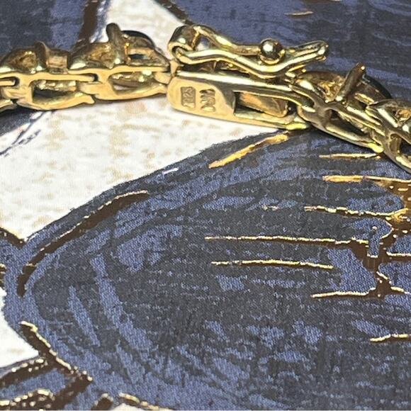 Vintage 80s Gold Vermeil and 925 Sterling Silver Faux Diamond Tennis Bracelet D1 - Picture 8 of 15